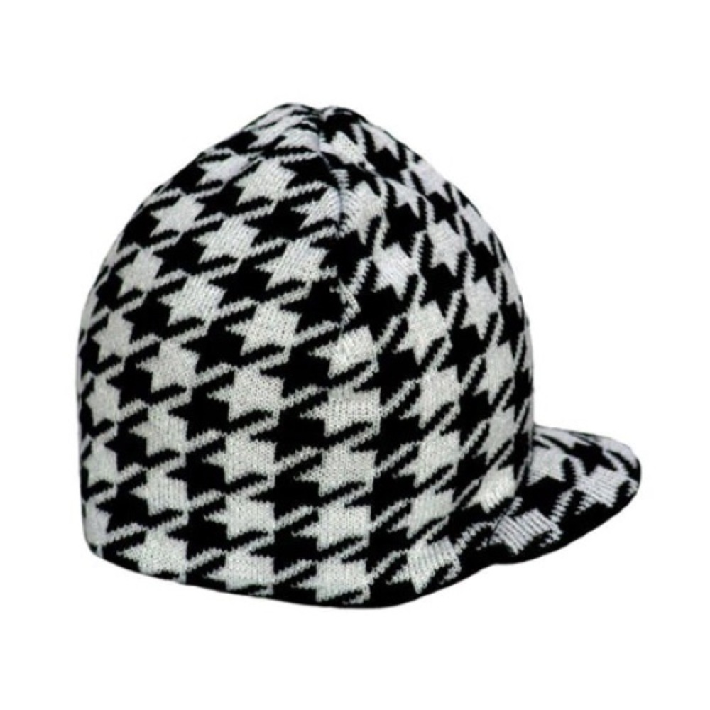 NWOT BORN TO LOVE REVERSIBLE HOUNDSTOOTH BEANIE SIZE L 4-5Y